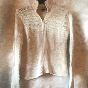 Cream knitted full zip jacket